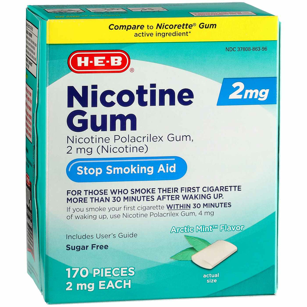 H‑E‑B heb Arctic Mint Flavor - Nicotine Gum Stop Smoking Aid - 2mg - 170ct.