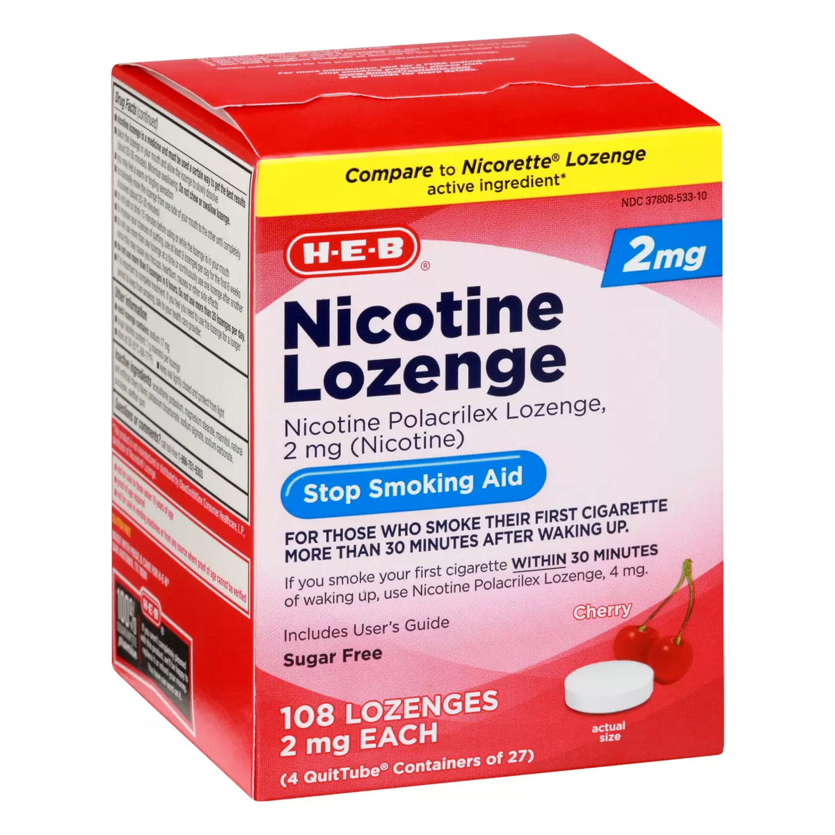 H‑E‑heb Cherry Flavor - Nicotine Lozenge Stop Smoking Aid - 2 mg -180ct.