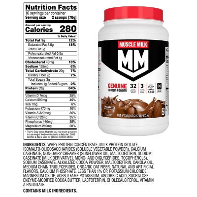 Muscle Milk Genuine 32g Whey Protein Powder, Chocolate 2.47 lbs.