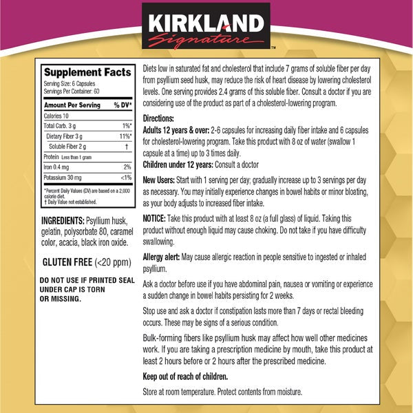 Kirkland Signature Psyllium Fiber, 720 Capsules