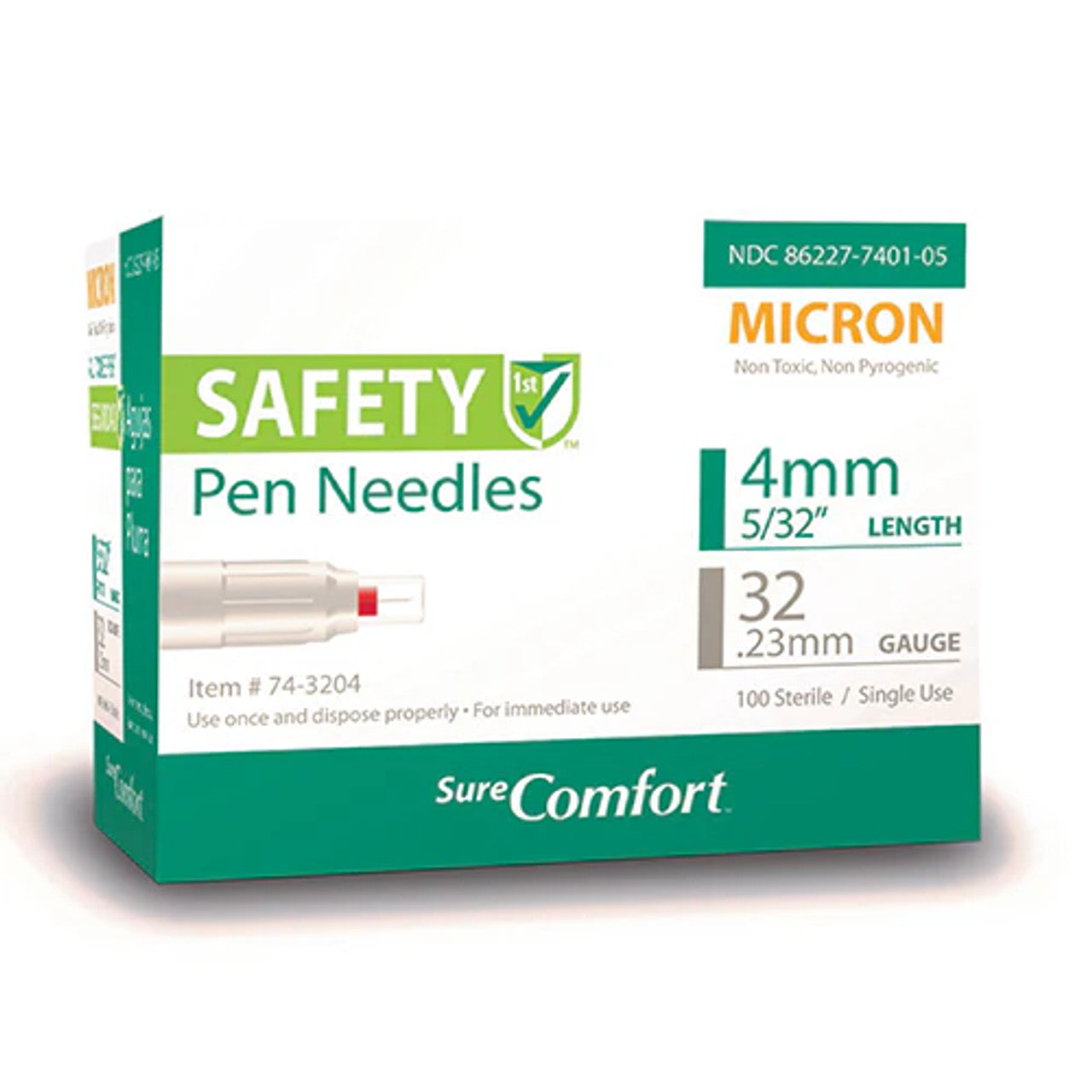 32 Gauge 4mm (5/32") Length Safety Pen Needles