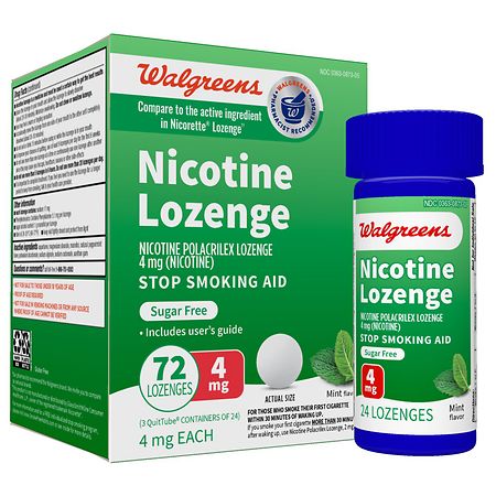 Walgreens Nicotine Polacrilex Lozenge, 4 mg Mint, 72 ea