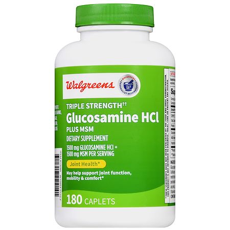 Walgreens Triple Strength Glucosamine HCl 1500 mg Plus MSM 1500 mg Caplets – 90 Count