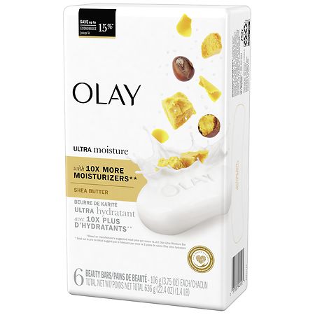 Olay Ultra Moisture Shea Butter Beauty Bar Soap – 6 Bars, 4 oz Each