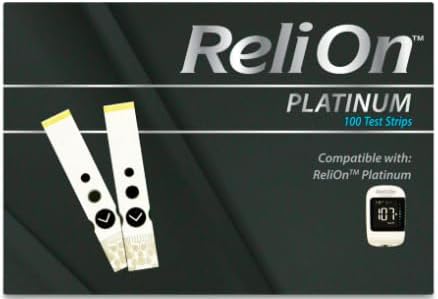 Surveillance de la santé simplifiée – Bandelettes de test de glycémie ReliOn Platinum, 100 unités 