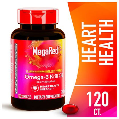 MegaRed 350mg Superior Omega-3 Krill Oil Softgels – 120 Count