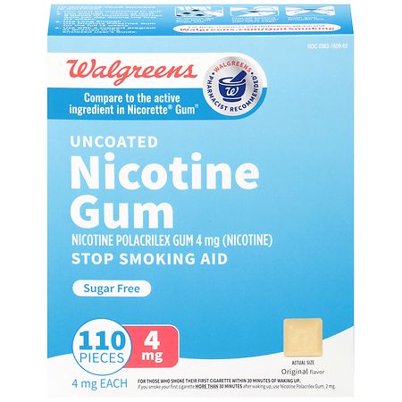 Walgreens Uncoated Nicotine Gum 4 mg Original  170ct