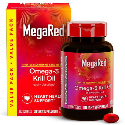 MegaRed 350mg Superior Omega-3 Krill Oil Softgels – 120 Count