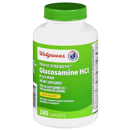 Walgreens Triple Strength Glucosamine HCl 1500 mg Plus MSM 1500 mg Caplets – 90 Count