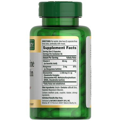 Nature's Bounty Glucosamine Chondroitin Capsules – 110 Count