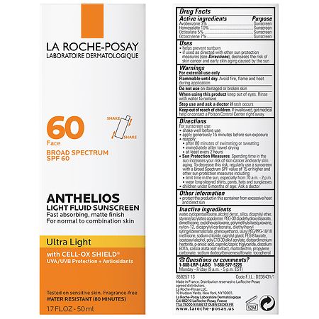 La Roche-Posay Anthelios Ultra Light Fluid Facial Sunscreen SPF 60 – 1.7 fl oz