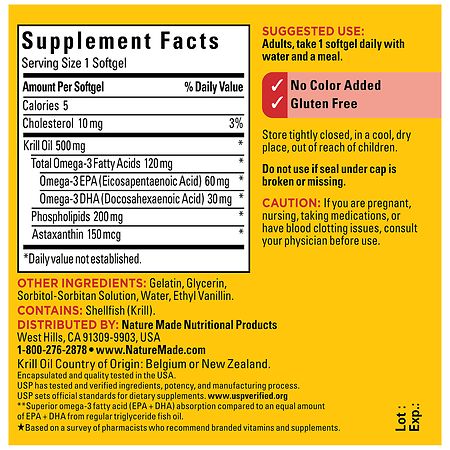 Nature Made Superior Absorption Krill Oil 500 mg Softgels – 30 Count