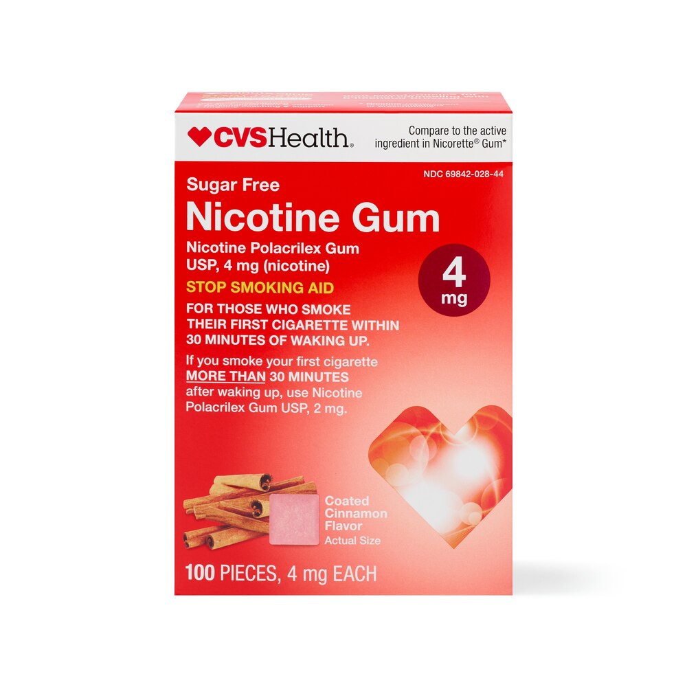 CVS Health Sugar Free Nicotine Gum, Cinnamon, 4mg 100Ct