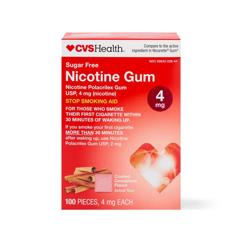 CVS Health Sugar Free Nicotine Gum, Cinnamon, 4mg 100Ct