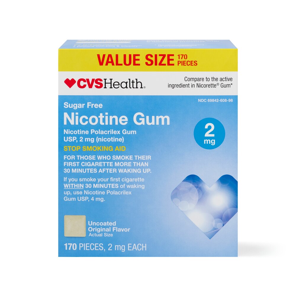 CVS Health Sugar Free Nicotine Gum, Original 2mg 170 count