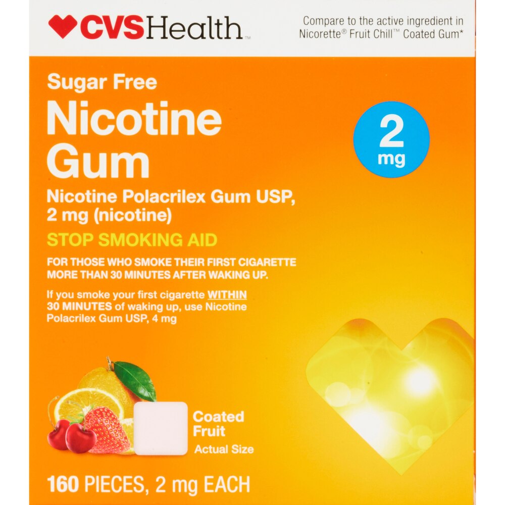 CVS Health Sugar Free Nicotine Gum, Fruit, 160 Count