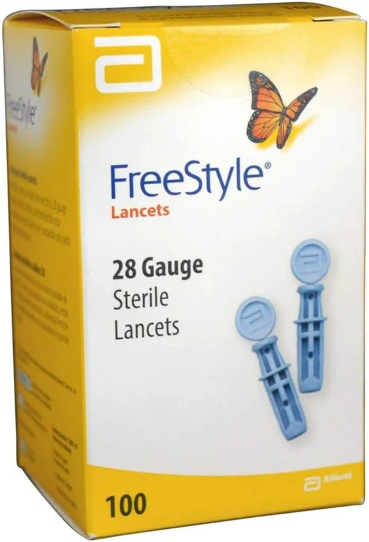 FreeStyle Lot de 100 lancettes de calibre 28 | Lancettes stériles Pack pratique facile à utiliser | Appareil de soins du diabète de haute qualité