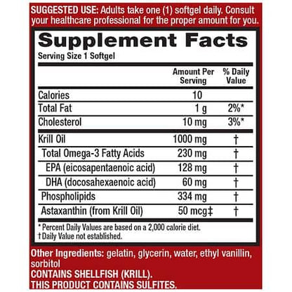 MegaRed Ultra Strength Omega-3 Krill Oil Softgels – 60 Count