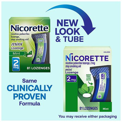 Nicorette 2mg Mini Nicotine Lozenges – Mint Flavor, 81 Count