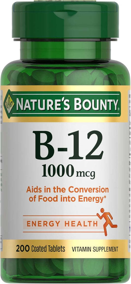 Nature's Bounty Vitamin B12, Supports Energy Metabolism, Tablets, 1000mcg, 200 Ct