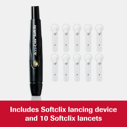 Accu-Chek Softclix Lancing Device with 10 Softclix Lancets for Blood Glucose Monitoring