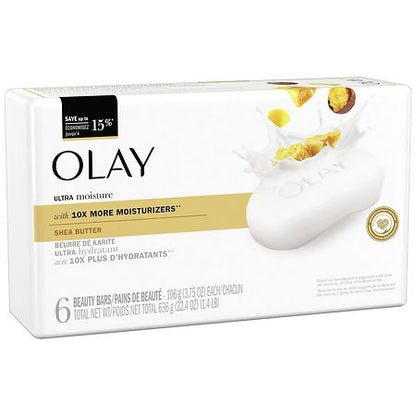 Olay Ultra Moisture Shea Butter Beauty Bar Soap – 6 Bars, 4 oz Each