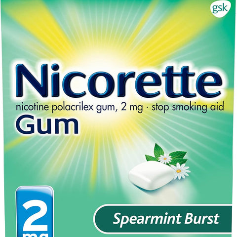 Nicorette Coated 2mg Nicotine Gum to Quit Smoking - Spearmint Burst Flavored Stop Smoking Aid - 160 Count