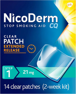 NicoDerm CQ Step 1 Nicotine Patches to Quit Smoking, 21 mg, Stop Smoking Aid, 14 Count