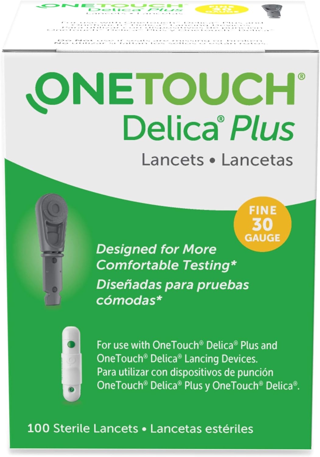 OneTouch Delica Plus Lancets 30G 100 Pack | Delica Plus Device For Blood Sampling | Lancets  Sterile Lancets Easy-to-Use