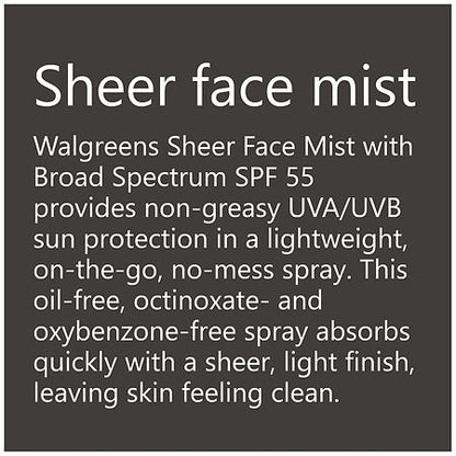 Walgreens Sheer Face Mist Sunscreen SPF 55 – 3.4 fl oz