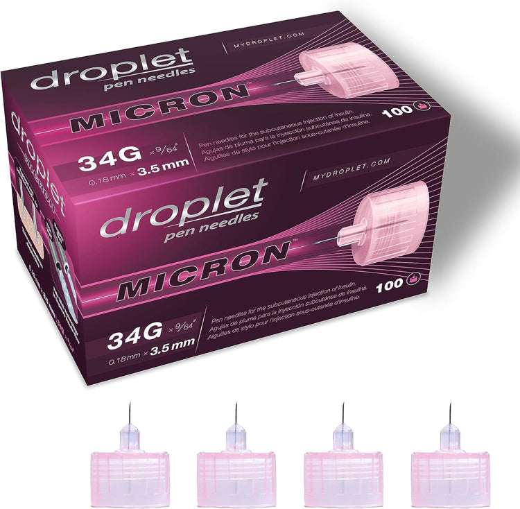 Droplet Micron Insulin Pen Needles 34G x 3.5mm