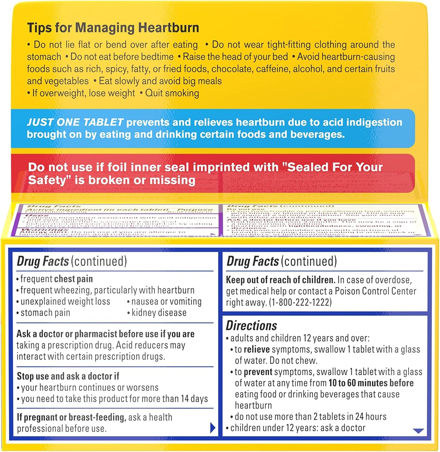 Pepcid AC Maximum Strength Heartburn Relief Tablets, Prevents & Relieves Heartburn Due to Acid Indigestion & Sour Stomach, 20mg of Famotidine to Reduce & Control Acid, Fast-Acting, 75 Ct