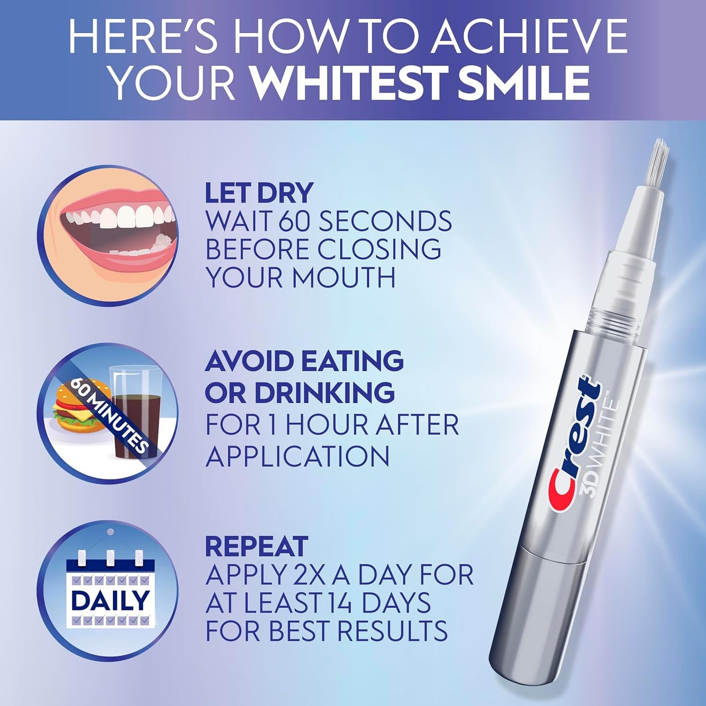 Crest 3D White Easy-To-Use Teeth Whitening Pen, 0.13 fl oz