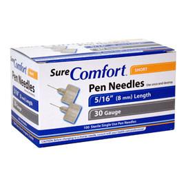 SureComfort Short Pen Needles - 30G x 8mm (5/16") - BX 100