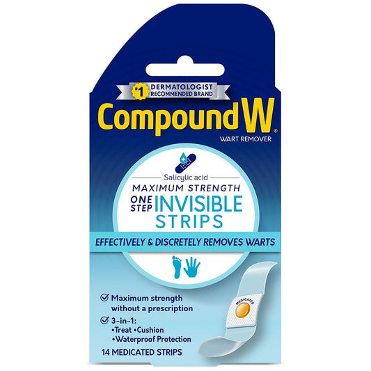 Compound W One-Step Clear Wart Remover Strips – 14 Count