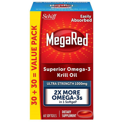 MegaRed Ultra Strength Omega-3 Krill Oil Softgels – 60 Count