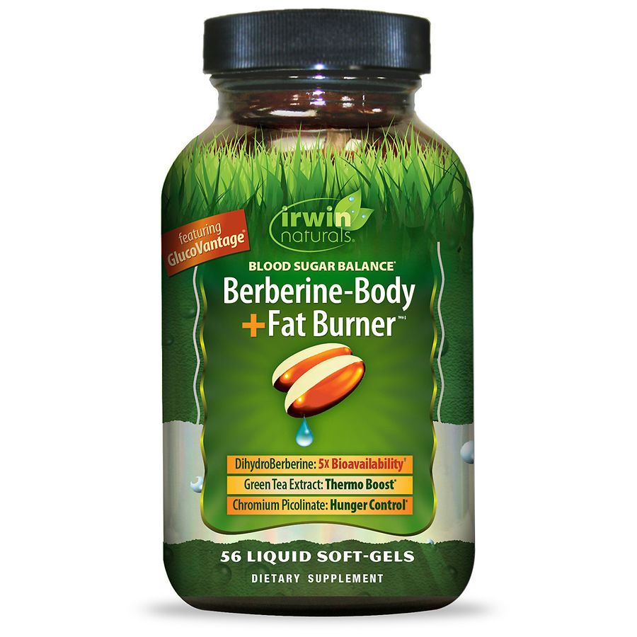 Irwin Naturals Berberine Blood Sugar Support & Fat Burner – 56 Liquid Soft-Gels