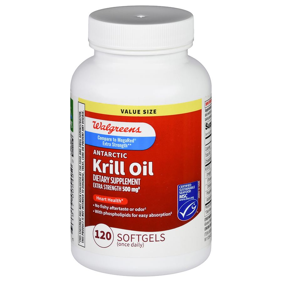 Walgreens Extra Strength Antarctic Krill Oil 500 mg Softgels – 120-count