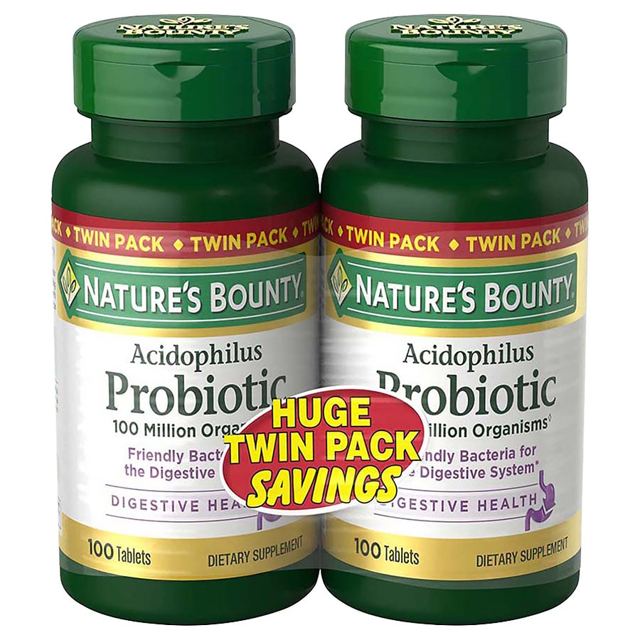 Nature's Bounty Acidophilus Probiotic Tablets – 2 Pack, 100 Tablets Each