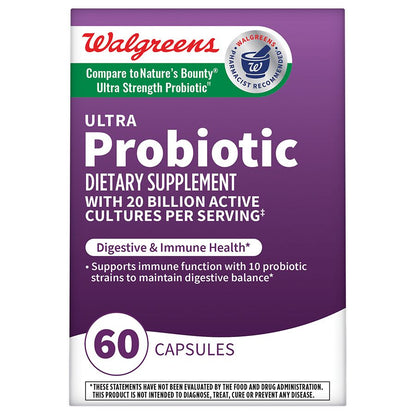 Walgreens Ultra Probiotic Capsules – 60 Count for Digestive Health