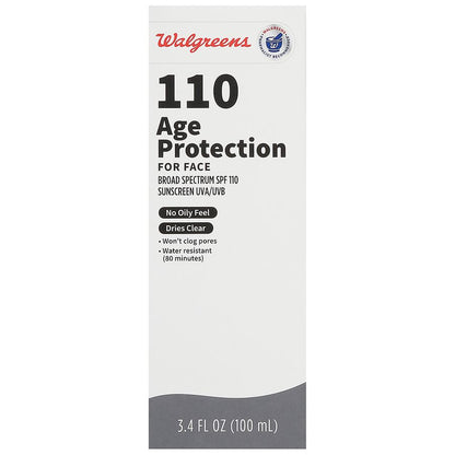 Walgreens 110 Age Protection for Face Broad Spectrum Sunscreen – 3.4 fl oz