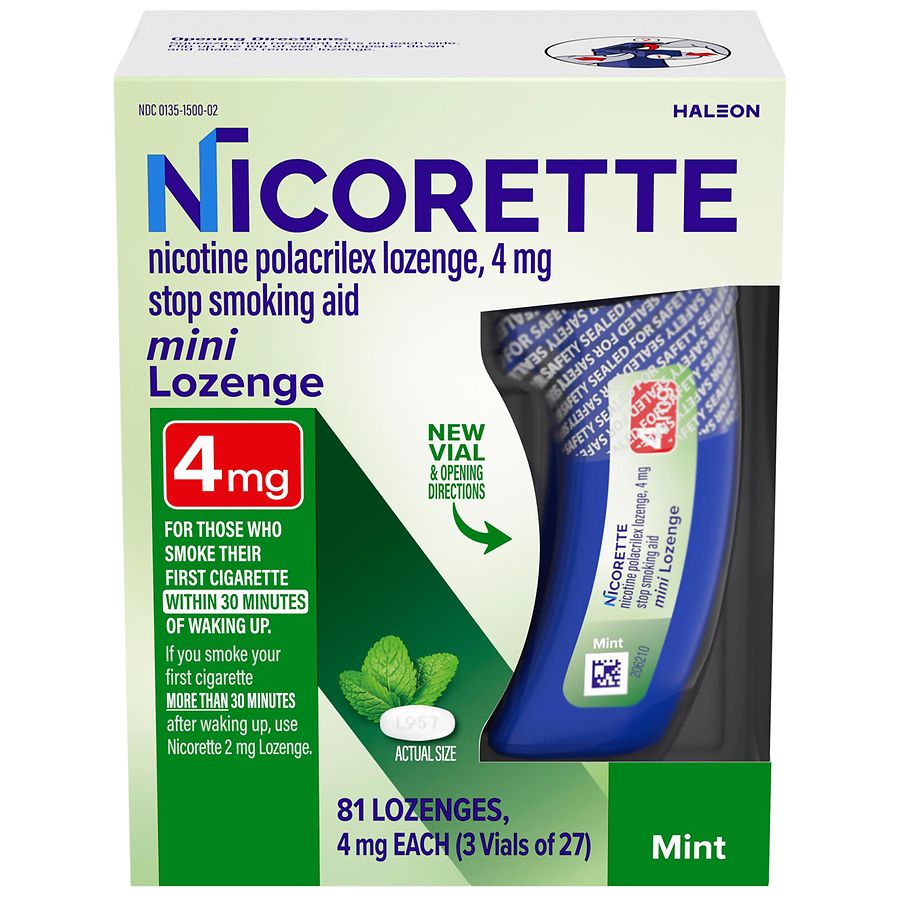 Nicorette 4mg Mini Nicotine Lozenges – Mint Flavor, 81 Count