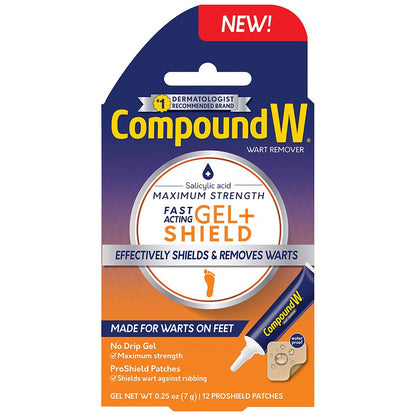 Compound W Wart Remover Gel with Protective Patches – 0.25 oz