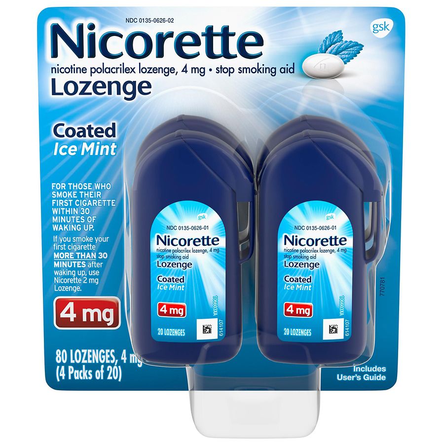 Nicorette 4 mg Nicotine Lozenges Ice Mint, 20 ea, 4 pack