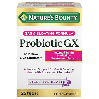 Nature's Bounty Probiotic GX Gas & Bloating Relief Capsules – 25 Count