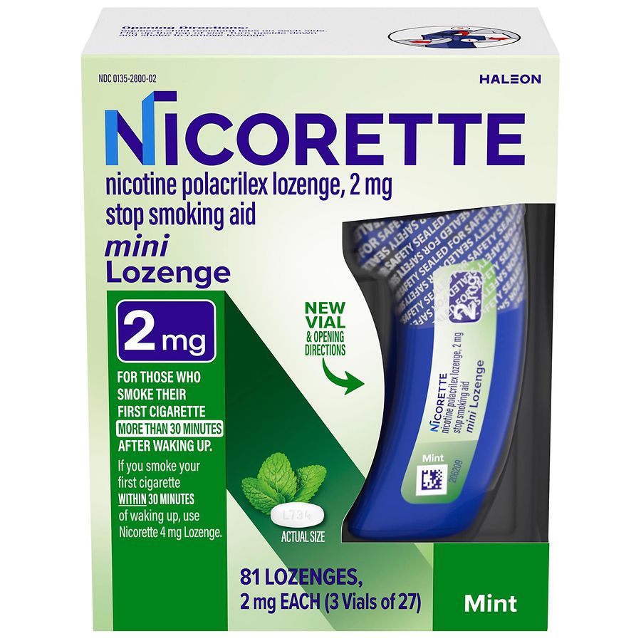 Nicorette 2mg Mini Nicotine Lozenges – Mint Flavor, 81 Count