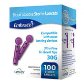 Embrace Ultrafine Lancets, 30 gauge Needle, Sterile, 100 Count