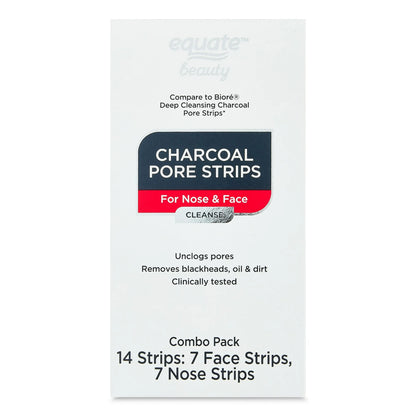 Equate Charcoal Pore Strips for Nose & Face Combo Pack, 14 Count