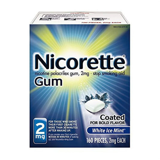 Nicorette Nicotine Gum, Stop Smoking Aids, 2Mg, White Ice Mint, 160 Count