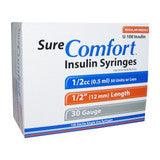 SureComfort™ Insulin Syringes, 1/2cc, 30G x 1/2"